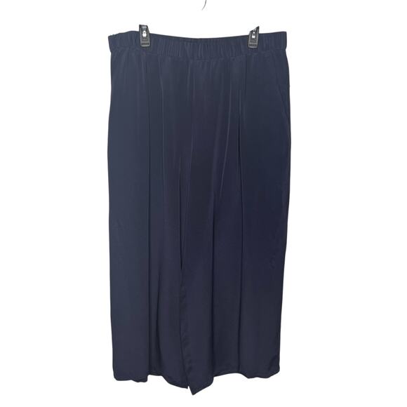 Eileen Fisher Women's Pants XL Navy Silk Wide Leg Crop Minimalist 24" Inseam - Picture 1 of 8